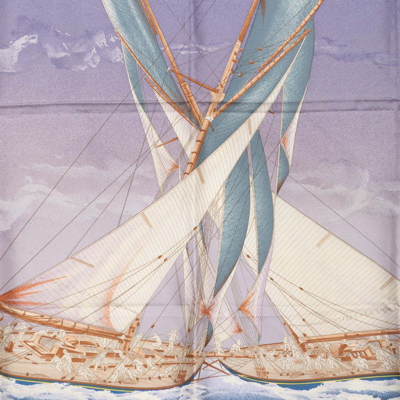 Hermes Carre 90 en Course Scarf Purple Blue Silk — view 2