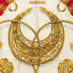 Hermes Carre 90 Yellow Gold Knight les Cavaliers D'or Scarf Red White Silk — view 2