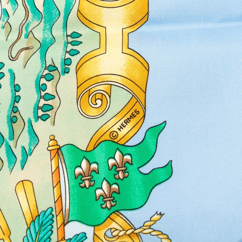 Hermes Carre 90 Voiles de Lumiere Sailing Ship of Light Scarf Blue Silk — view 3