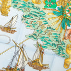 Hermes Carre 90 Voiles de Lumiere Sailing Ship of Light Scarf Blue Silk — view 5