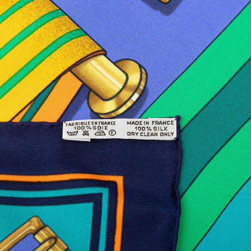 Hermes Carre 90 les Sangles Scarf Navy Blue Silk — view 7