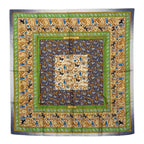 Hermes Carre 90 Chasse en Inde Indian Hunting Scarf Green Silk