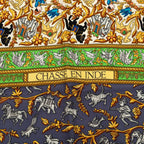 Hermes Carre 90 Chasse en Inde Indian Hunting Scarf Green Silk — view 3