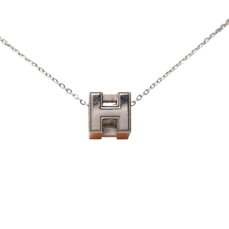 Hermes Cage de Ash Cube Pendant Silver Orange Metal — view 2