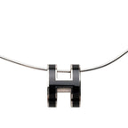 Hermes Pop Pendant Silver Black Metal