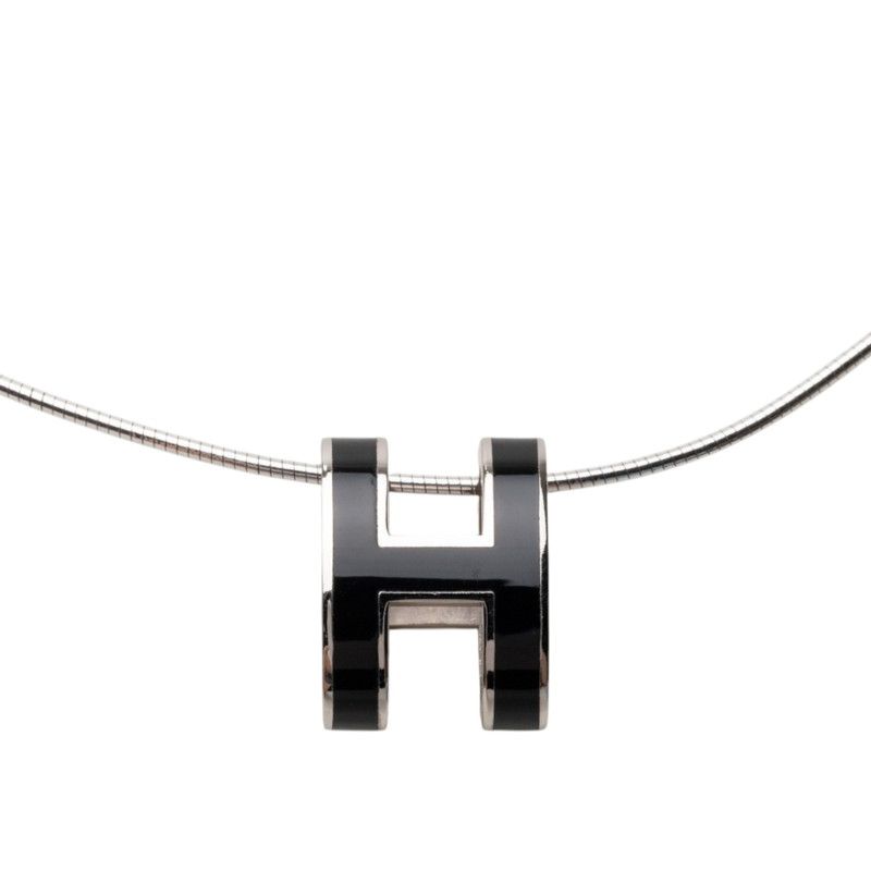 Hermes Pop Pendant Silver Black Metal