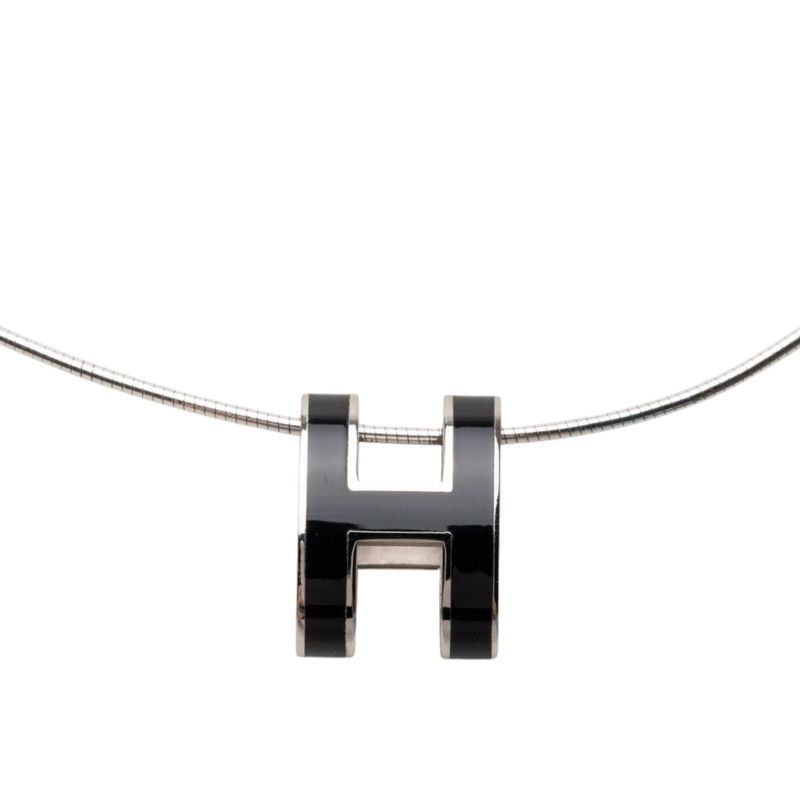 Hermes Pop Pendant Silver Black Metal — view 2