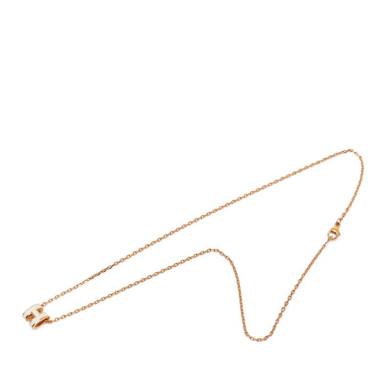 Hermes Mini Pop Pendant Pink Gold White Plated Enamel — view 4