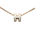 Hermes Mini Pop Pendant Pink Gold White Plated Enamel