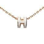 Hermes Mini Pop Pendant Pink Gold White Plated Enamel — view 2