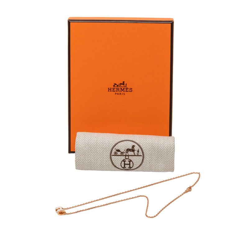 Hermes Mini Pop Pendant Pink Gold White Plated Enamel — view 7
