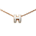 Hermes Mini Pop Pendant Pink Gold White Plated Enamel