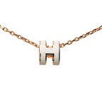 Hermes Mini Pop Pendant Pink Gold White Plated Enamel