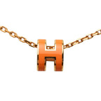 Hermes Mini Pop Pendant Pink Gold Orange Plated Enamel — view 2