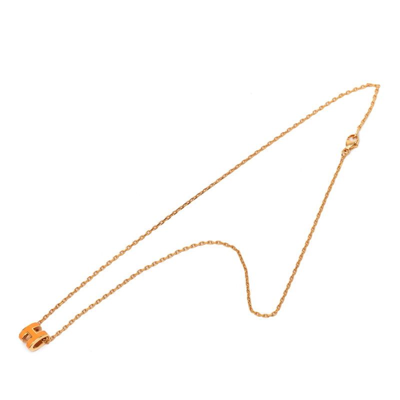 Hermes Mini Pop Pendant Pink Gold Orange Plated Enamel — view 3