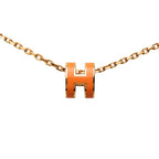 Hermes Mini Pop Pendant Pink Gold Orange Plated Enamel