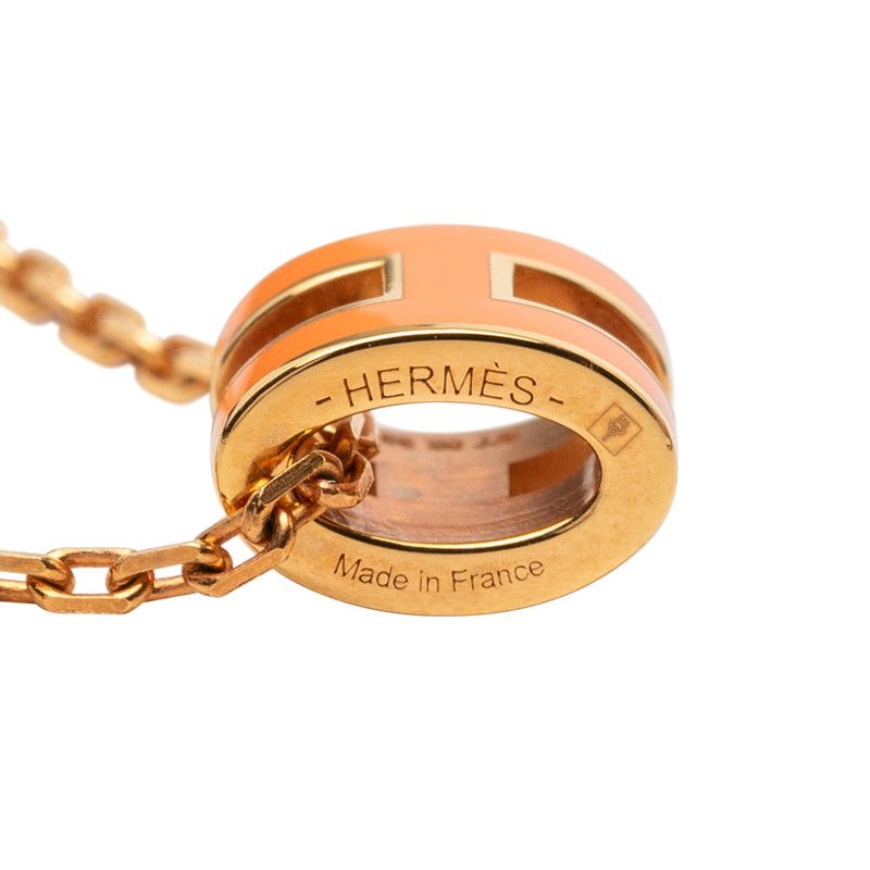 Hermes Mini Pop Pendant Pink Gold Orange Plated Enamel — view 4