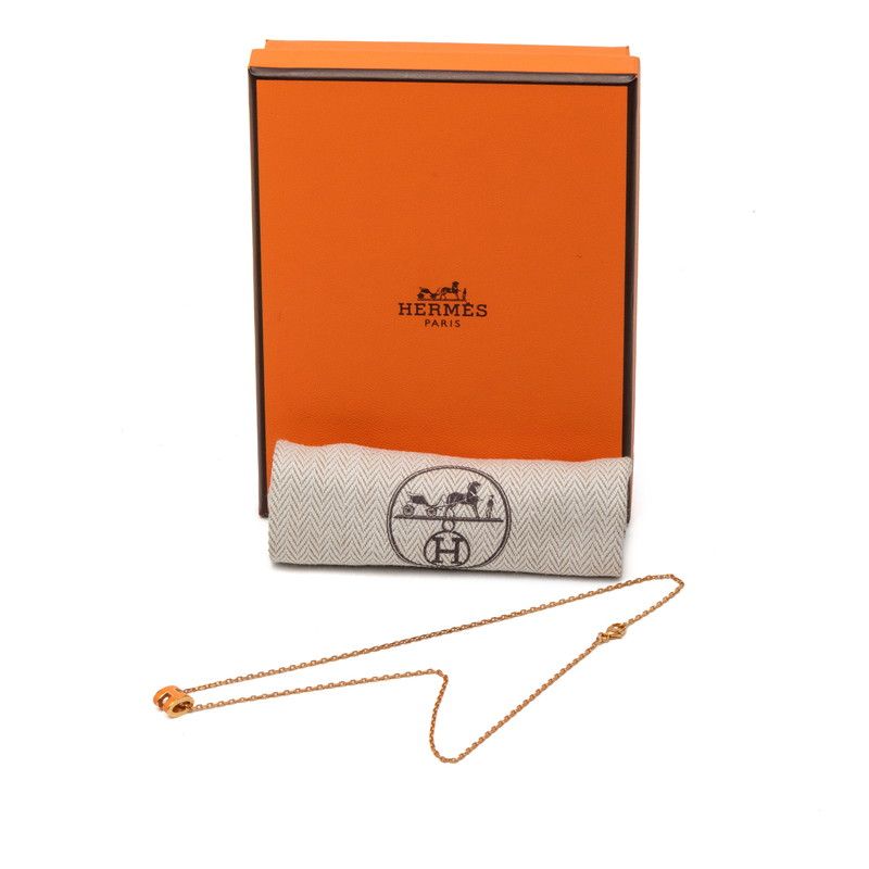 Hermes Mini Pop Pendant Pink Gold Orange Plated Enamel — view 7