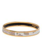 Hermes Enamel PM Cloisonne Bangle Gold Beige White Plated Bracelet — view 2