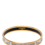 Hermes Enamel PM Cloisonne Bangle Gold Beige White Plated Bracelet — view 4