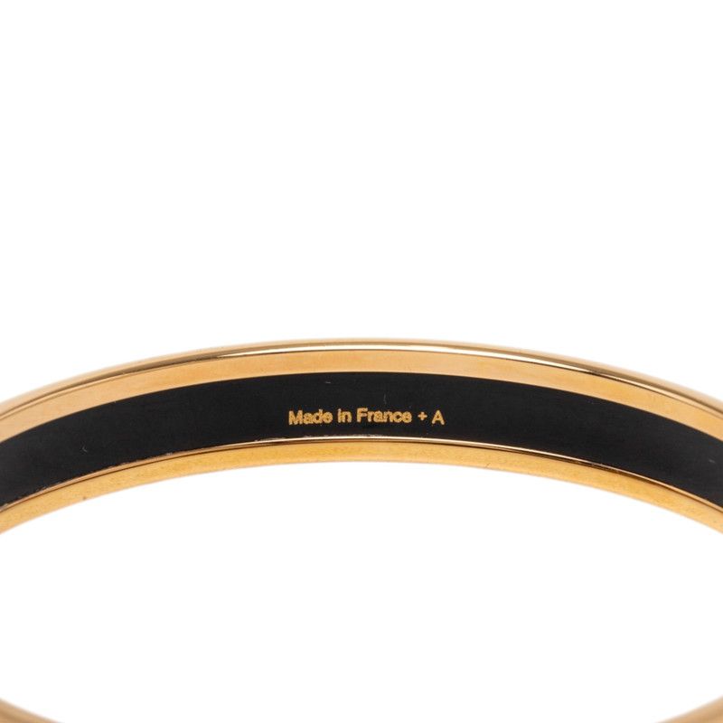 Hermes Enamel PM Cloisonne Bangle Gold Beige White Plated Bracelet — view 5