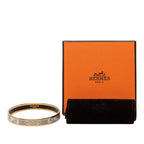 Hermes Enamel PM Cloisonne Bangle Gold Beige White Plated Bracelet — view 6