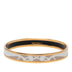 Hermes Enamel PM Cloisonne Bangle Gold Beige White Plated Bracelet — view 3