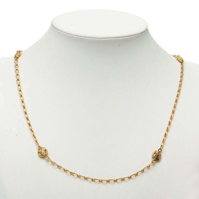 Chanel Lion Motif Long Chain Necklace Gold Plated — view 5
