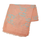 Gucci GG Ghost Motif Scarf Pink Blue Silk Modal