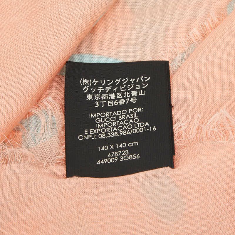 Gucci GG Ghost Motif Scarf Pink Blue Silk Modal — view 5