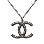 Chanel CC Logo Necklace Black Metal — view 2