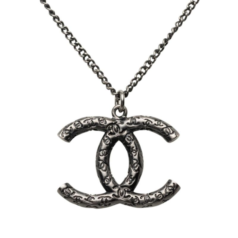 Chanel CC Logo Necklace Black Metal — view 2
