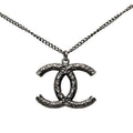 Chanel CC Logo Necklace Black Metal