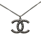 Chanel CC Logo Necklace Black Metal