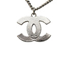 Chanel CC Logo Necklace Silver Metal Rhinestone — view 2
