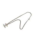 Chanel CC Logo Necklace Silver Metal Rhinestone — view 3