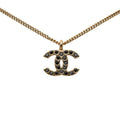 Chanel CC Logo Necklace Gold Black Plated