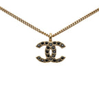 Chanel CC Logo Necklace Gold Black Plated