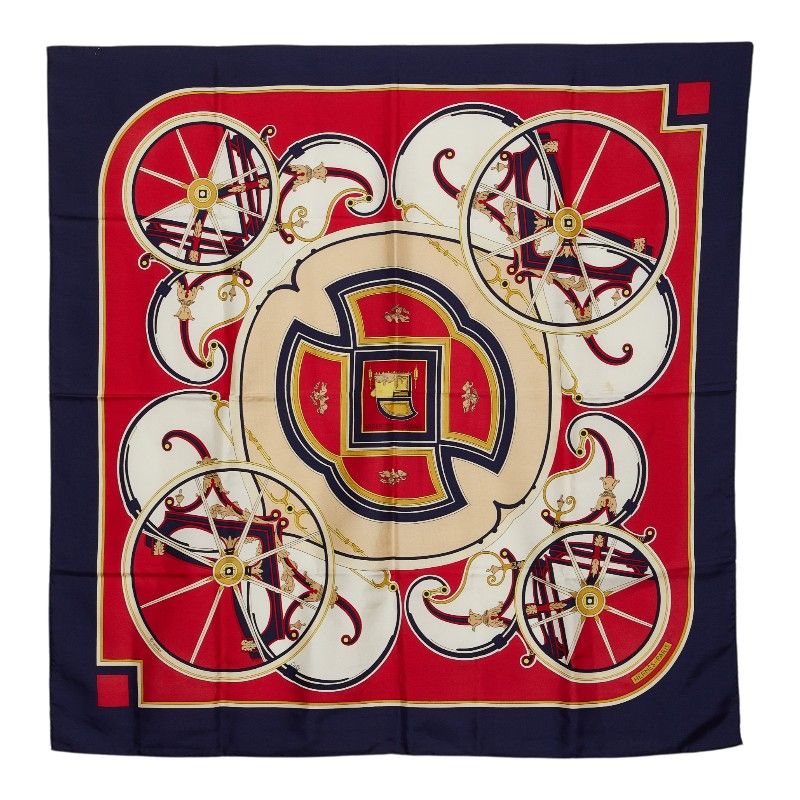 Hermes Carre 90 Washington's Carriage George Scarf Navy Multicolor Silk