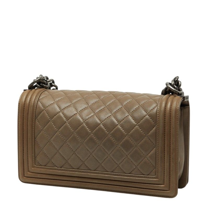 Chanel CC Logo Quilted Boy 25 Chain Shoulder Bag Khaki Green Lambskin — view 2