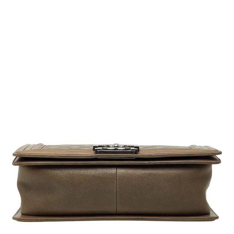 Chanel CC Logo Quilted Boy 25 Chain Shoulder Bag Khaki Green Lambskin — view 3