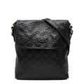 Gucci Guccissima Crossbody Shoulder Bag Black Leather