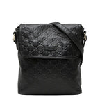 Gucci Guccissima Crossbody Shoulder Bag Black Leather
