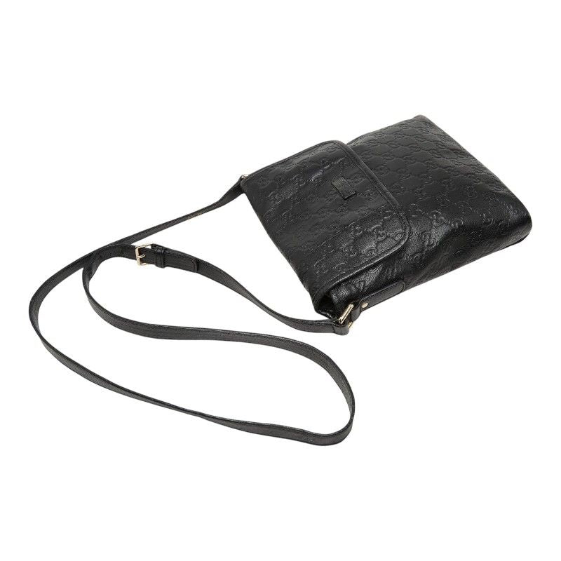 Gucci Guccissima Crossbody Shoulder Bag Black Leather — view 4