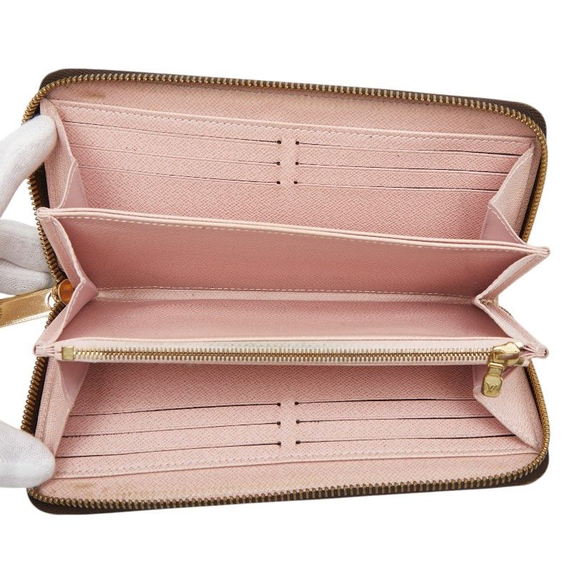 Louis Vuitton Monogram Zippy Wallet Zip Around Brown Rose Ballerine Leather — view 6