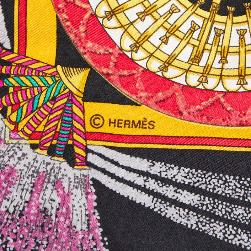Hermes Carre 90 Feux D'artifice Scarf Black Multicolor Silk — view 5