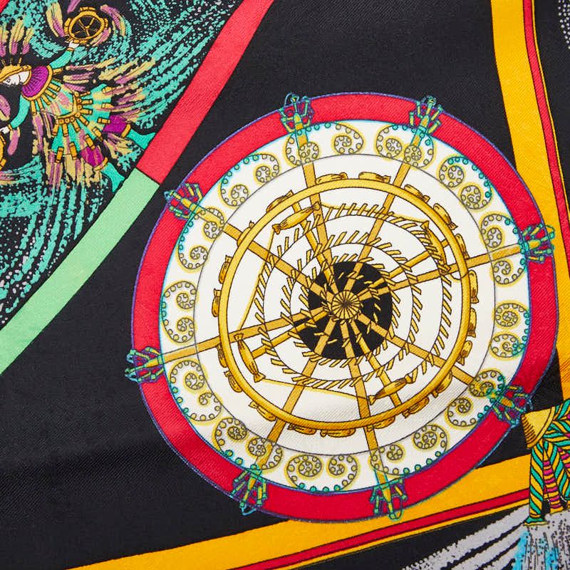 Hermes Carre 90 Feux D'artifice Scarf Black Multicolor Silk — view 2