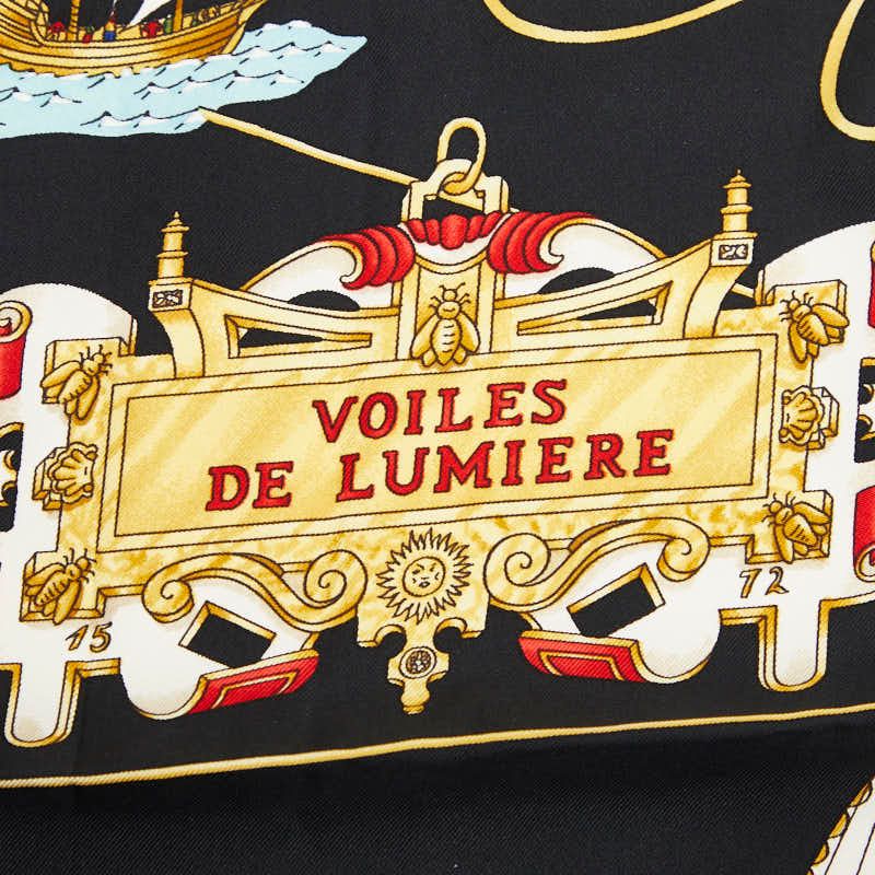 Hermes Carre 90 Voiles de Lumiere Sailing Ship of Light Scarf Black Multicolor — view 2
