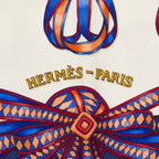Hermes Carre 90 les Rubans du Cheval Horse Ribbon Decoration Scarf White — view 6