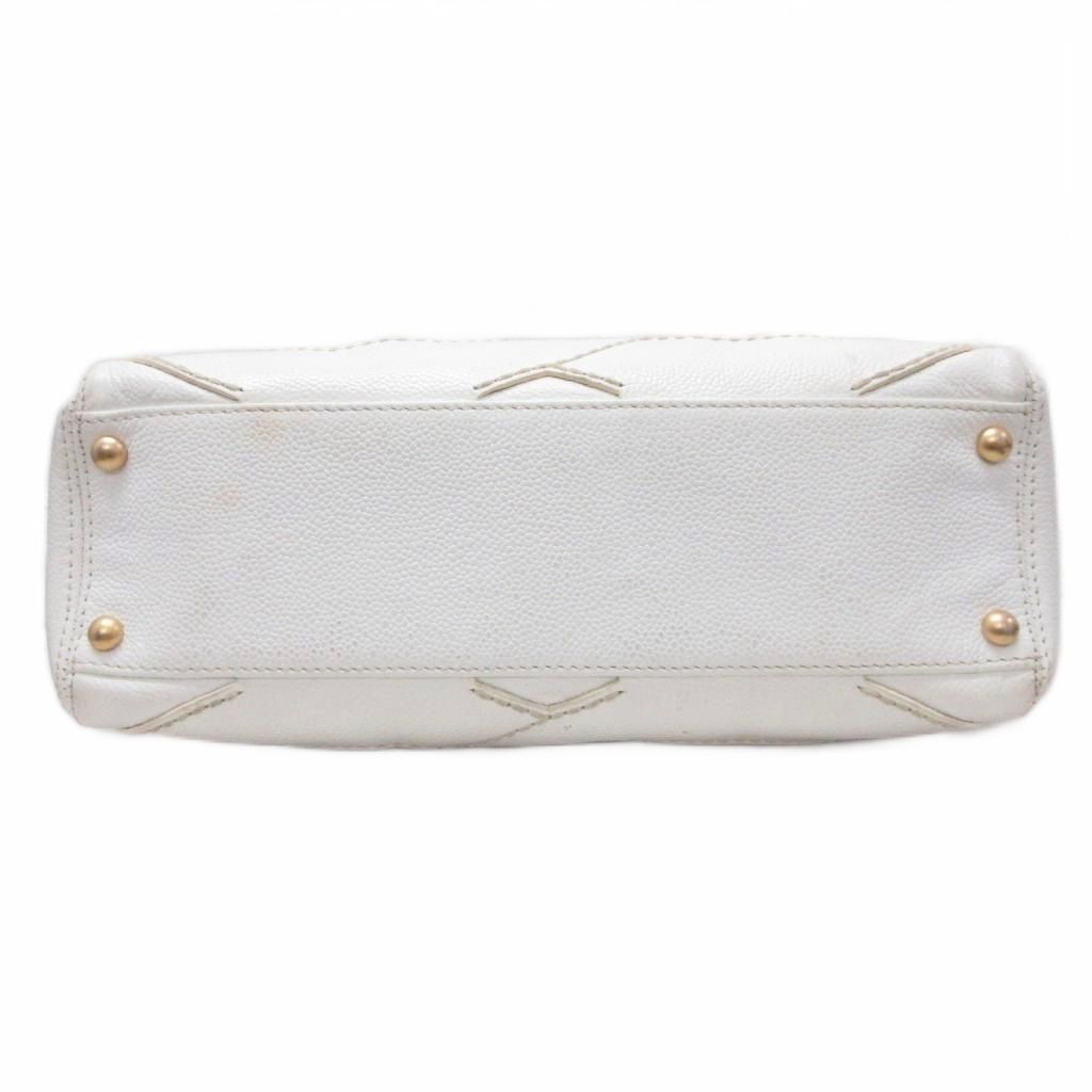 Chanel CC Logo Jumbo CC Caviar Leather Shoulder Bag White — view 6